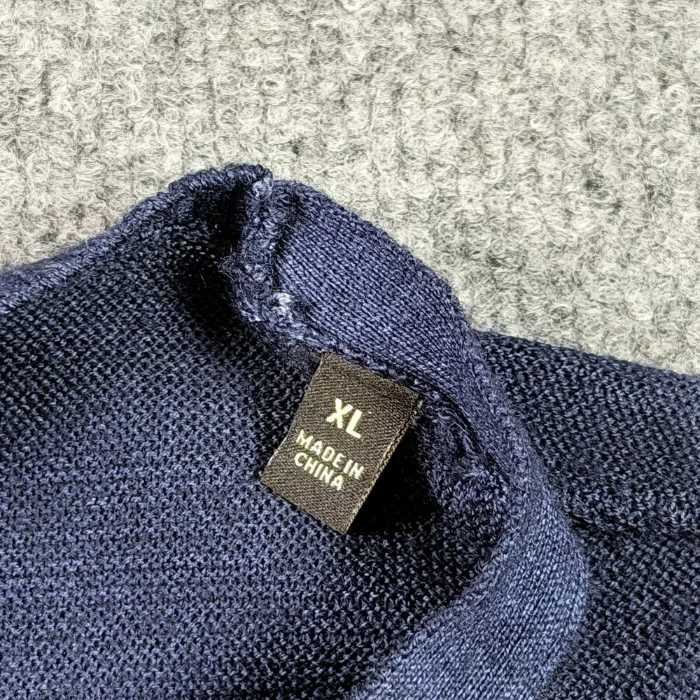 Neiman Marcus 100% Merino Wool Sweater Mens XL Navy Blue Crewneck Knit